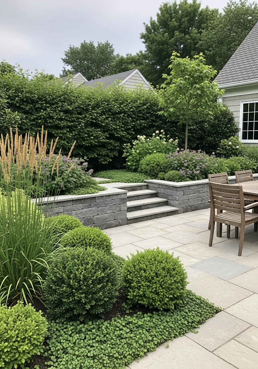 Patio Garden With Layered Textured Planting