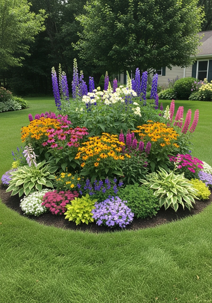Circular Island Bed - Perennial Garden Ideas
