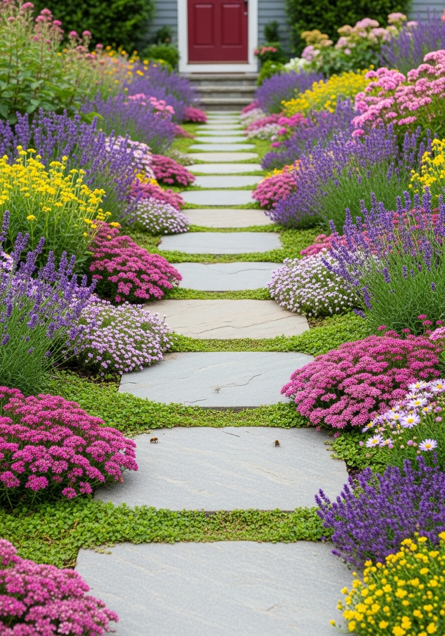 Bee Friendly Walkway - Perennial Garden Ideas