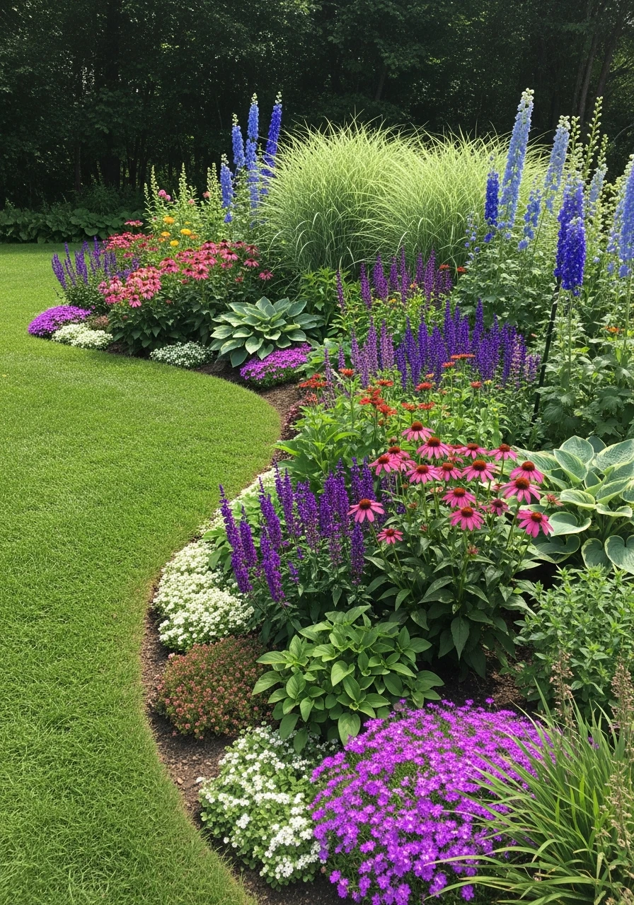 Curved Pathway Garden - Perennial Garden Ideas