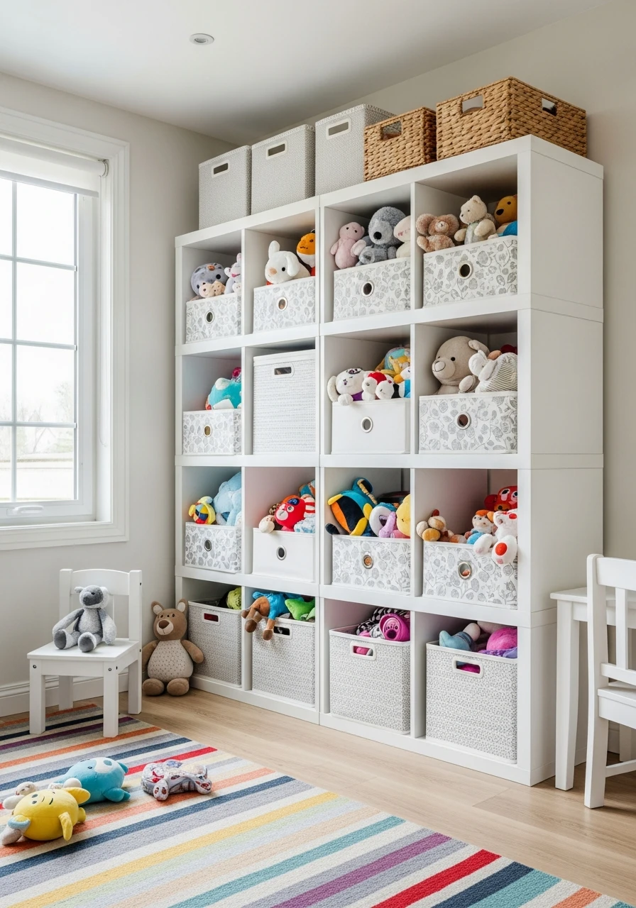 Cube Shelf Organizer - 40 Genius Playroom Storage Ideas for a Tidy Home