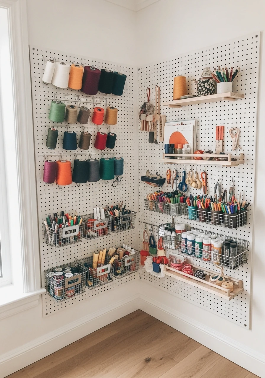 Pegboard Wall System - 40 Genius Playroom Storage Ideas for a Tidy Home