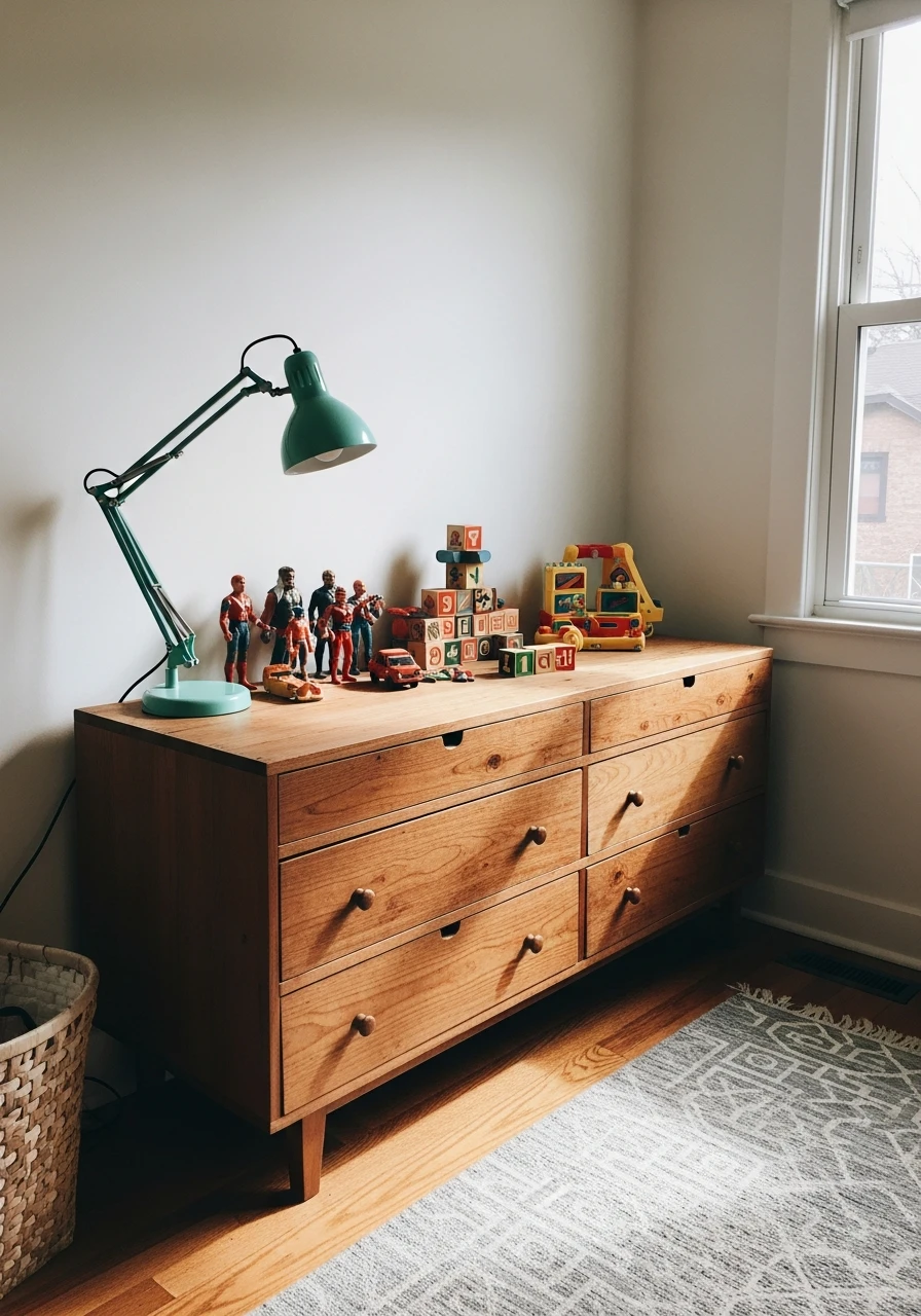 Repurposed Low Dresser - 40 Genius Playroom Storage Ideas for a Tidy Home