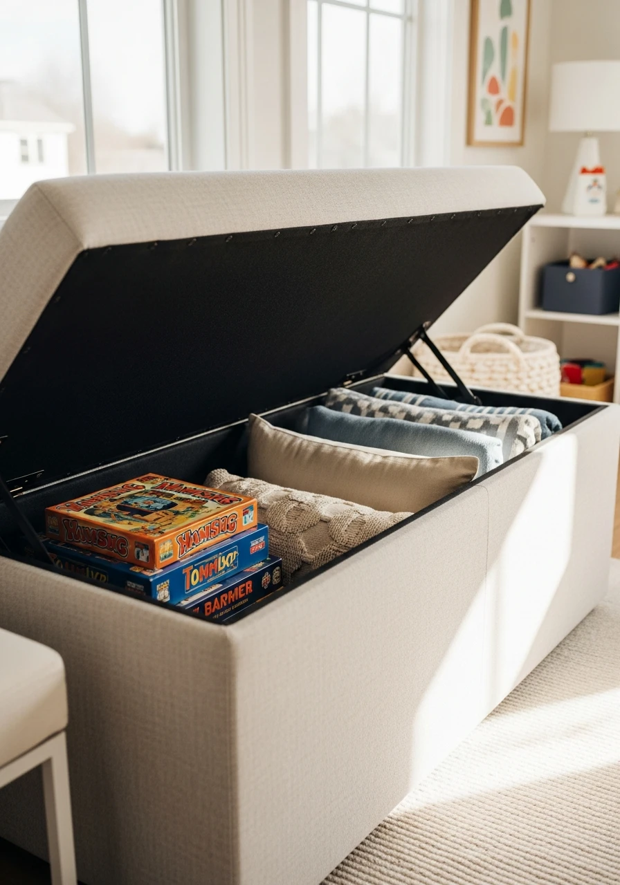 Storage Bench Seating - 40 Genius Playroom Storage Ideas for a Tidy Home