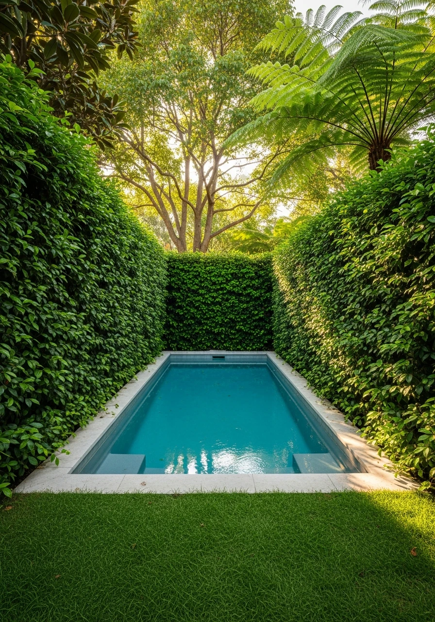 Lush Green Privacy - 50 Small Backyard Pool Ideas That Look High-End (Even on a Budget)