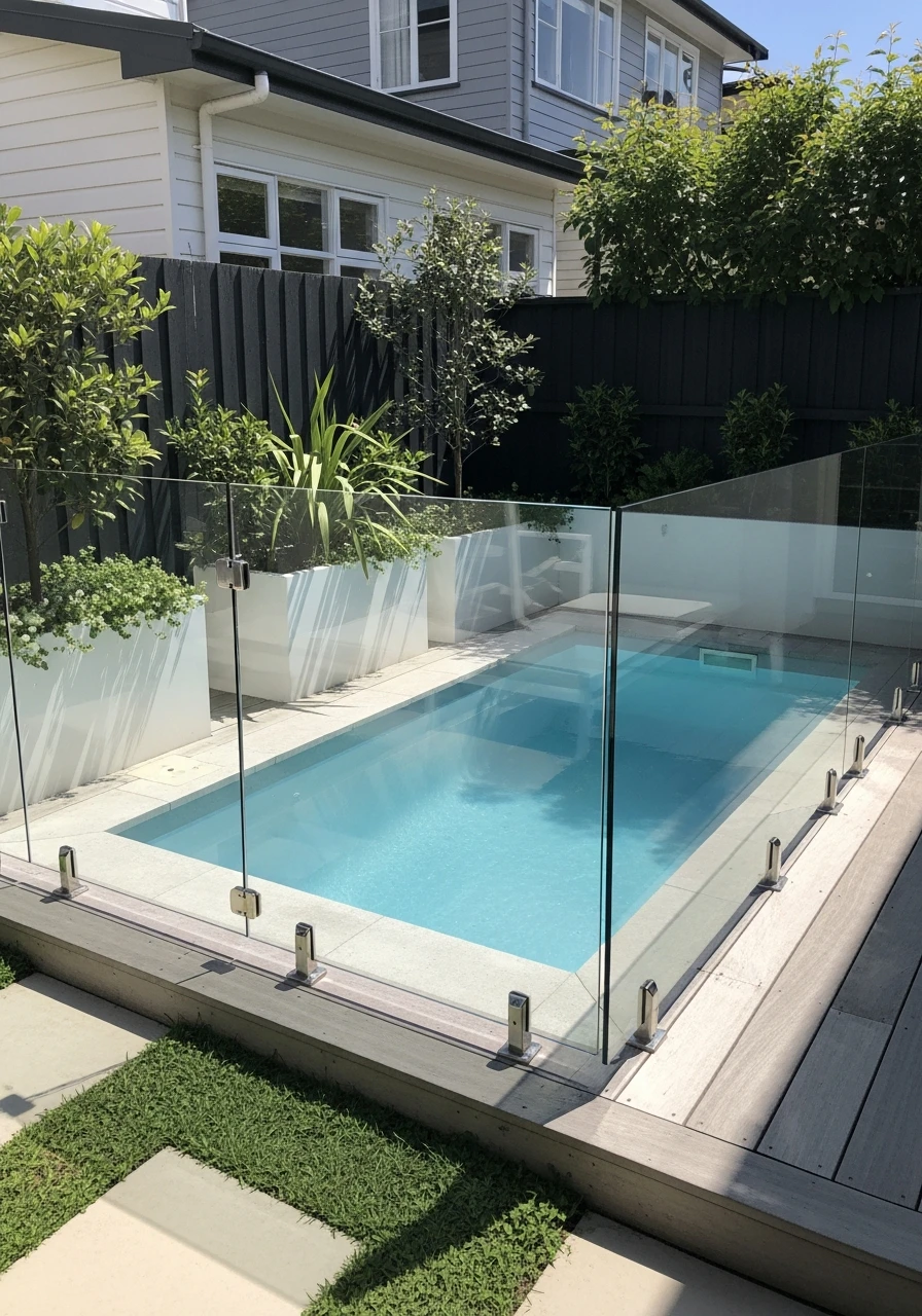 Invisible Glass Fence - 50 Small Backyard Pool Ideas That Look High-End (Even on a Budget)