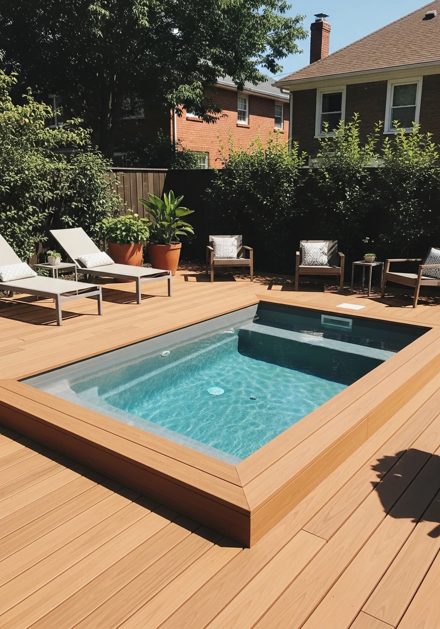 All-Around Wood Deck - 50 Small Backyard Pool Ideas That Look High-End (Even on a Budget)