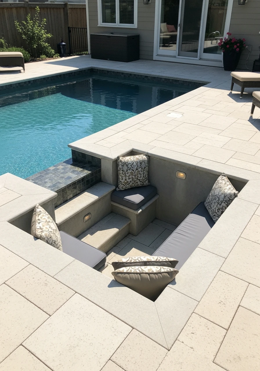 Lowered Intimate Seating - 50 Small Backyard Pool Ideas That Look High-End (Even on a Budget)