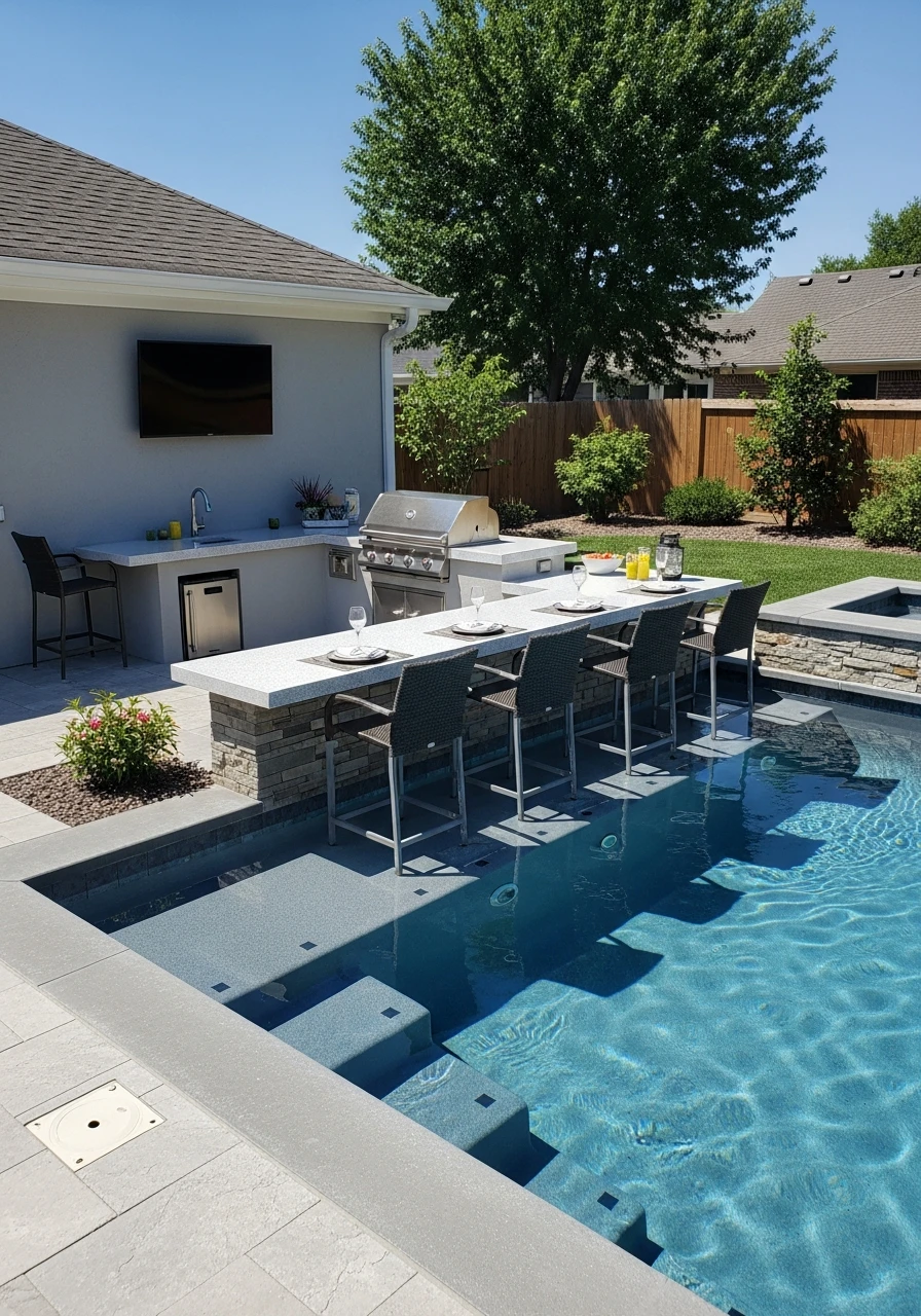 Cooking and Swimming Zone - 50 Small Backyard Pool Ideas That Look High-End (Even on a Budget)