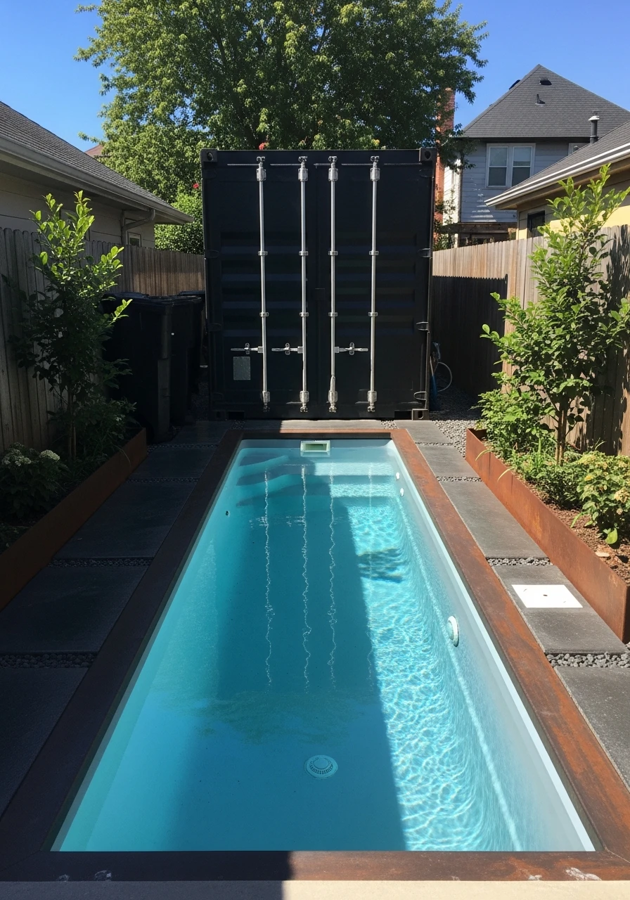 Industrial Container Design - 50 Small Backyard Pool Ideas That Look High-End (Even on a Budget)