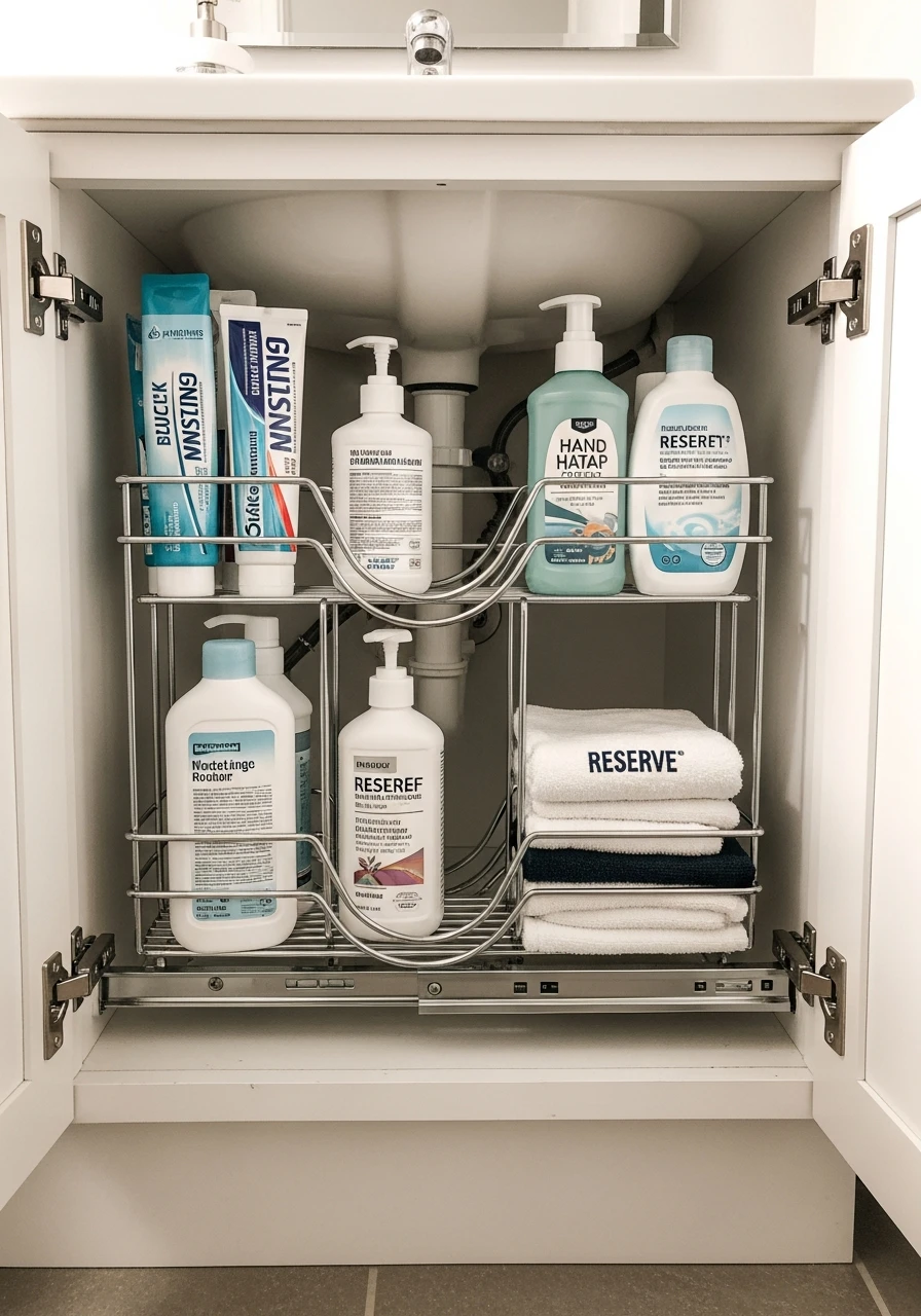 Slide-Out Storage Changes Everything - 50 Genius Small Bathroom Storage Ideas That Look High-End