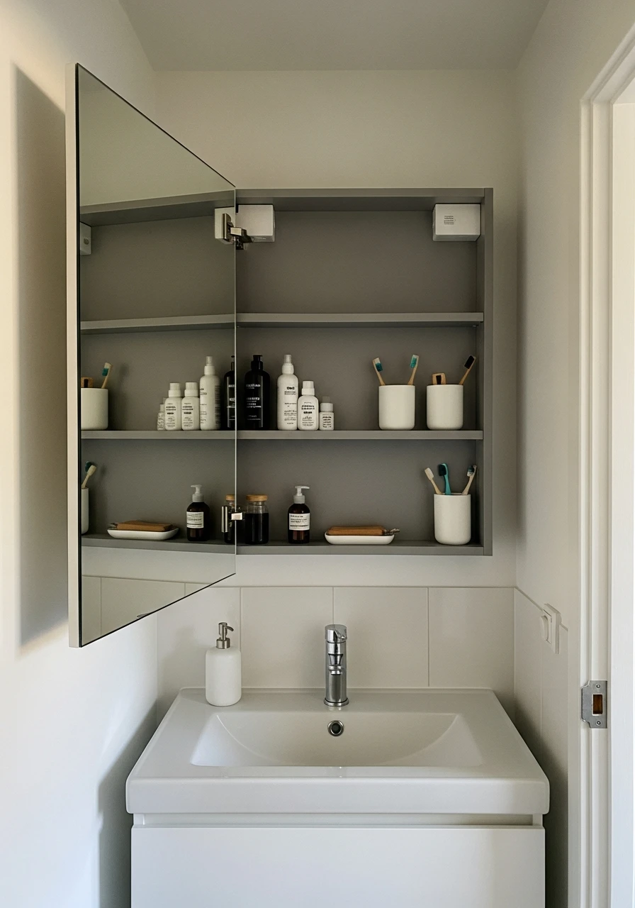 Recessed Medicine Cabinet Magic - 50 Genius Small Bathroom Storage Ideas That Look High-End