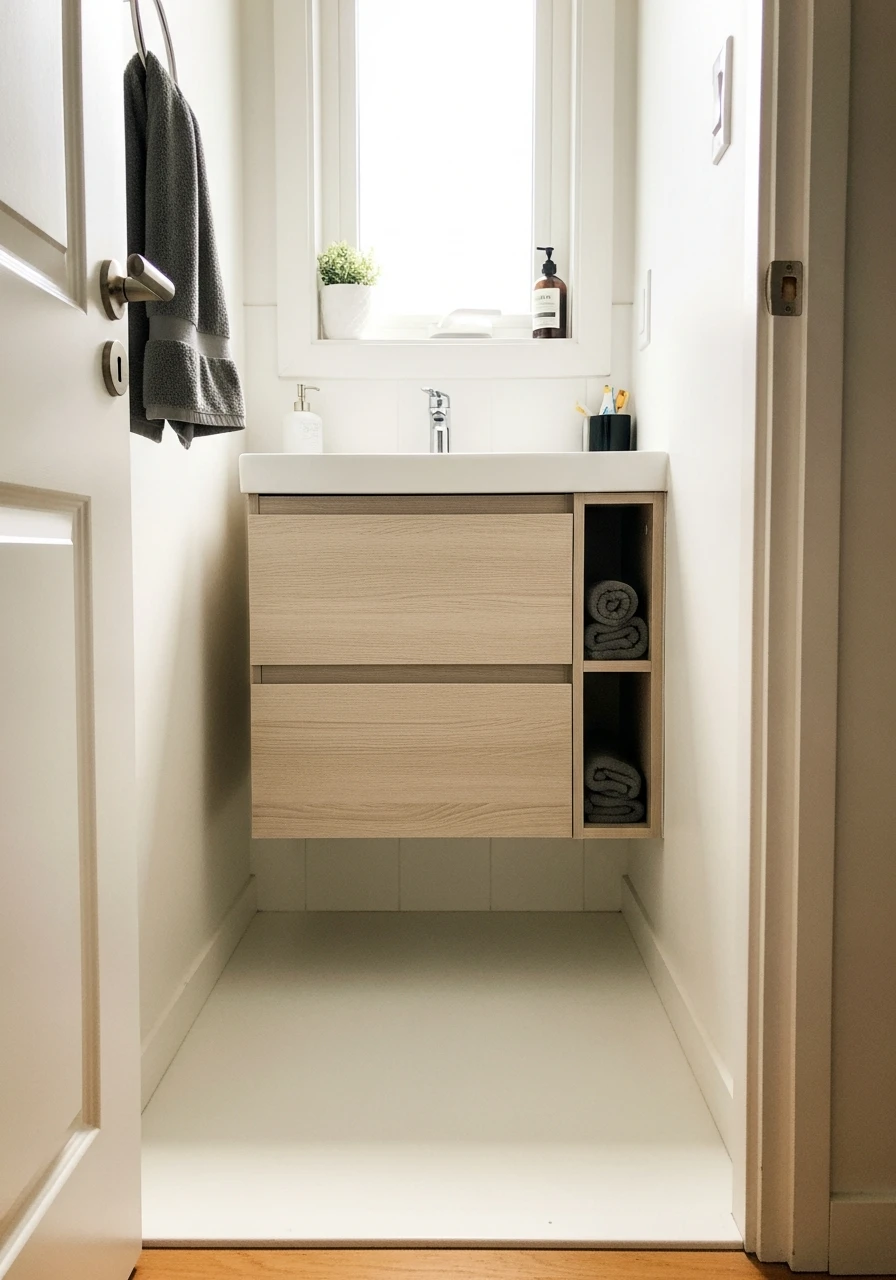 Choose Wall-Mounted Vanity - 50 Genius Small Bathroom Storage Ideas That Look High-End