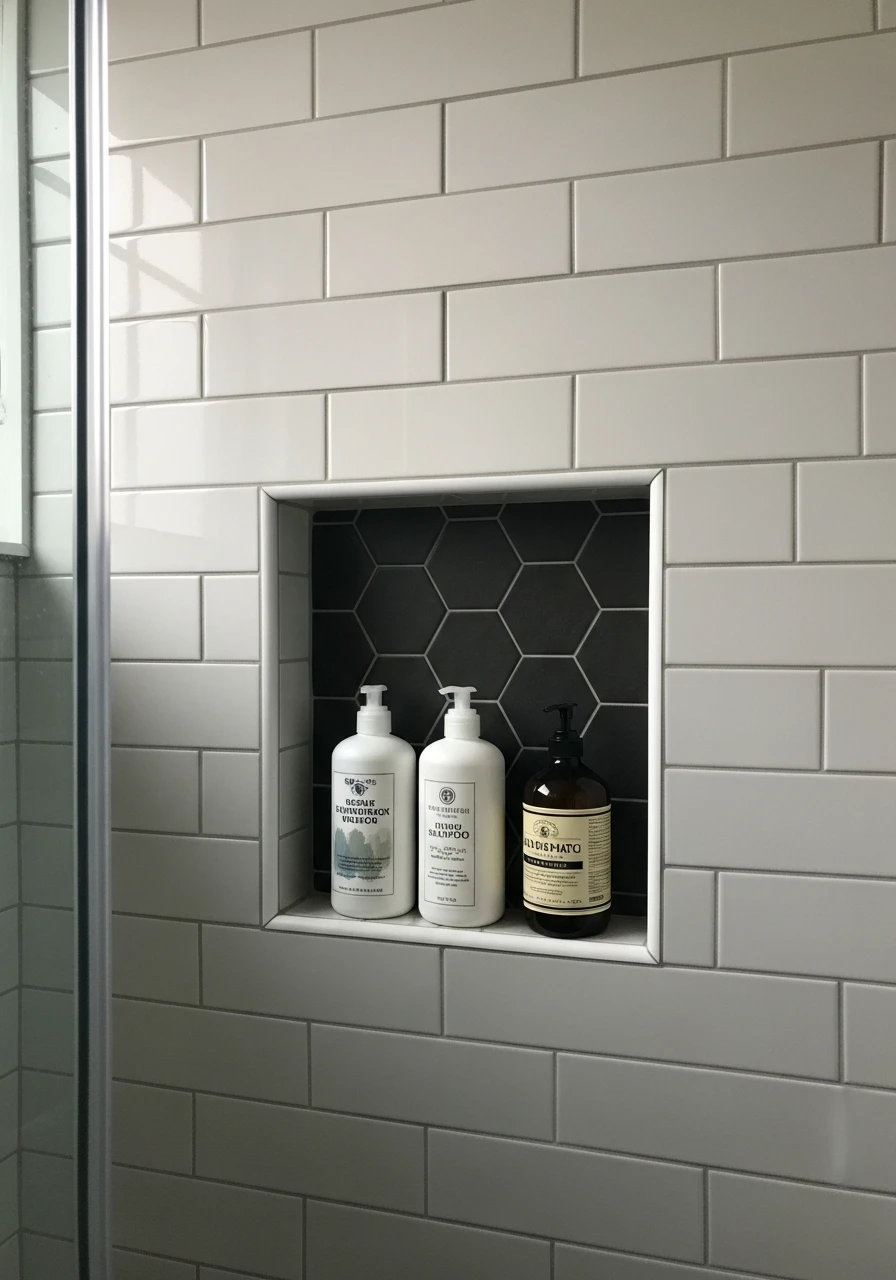 Tiled Shower Niche - 50 Genius Small Bathroom Storage Ideas That Look High-End