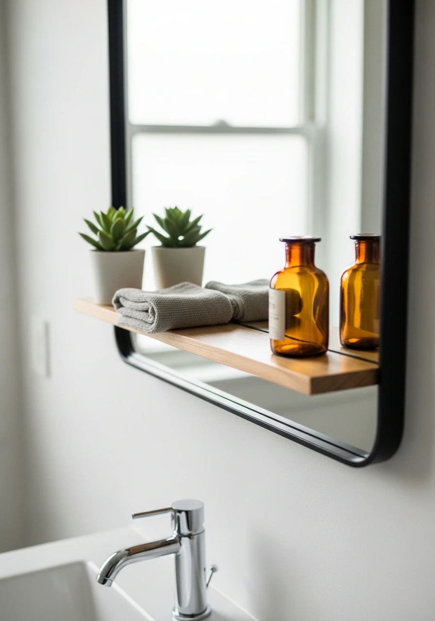 Mirror With Small Shelf - 50 Genius Small Bathroom Storage Ideas That Look High-End