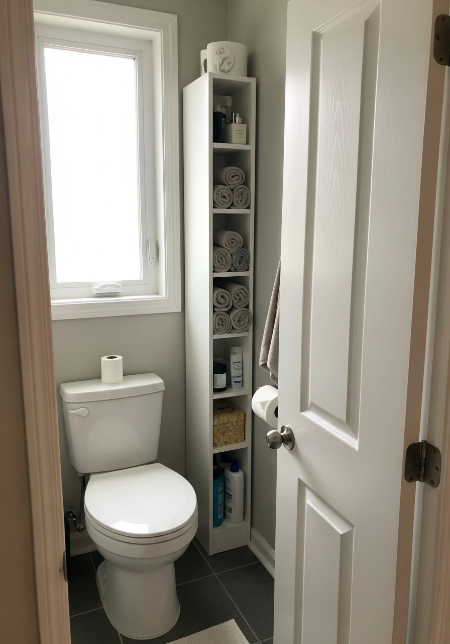 Add Slim Vertical Cabinet - 50 Genius Small Bathroom Storage Ideas That Look High-End