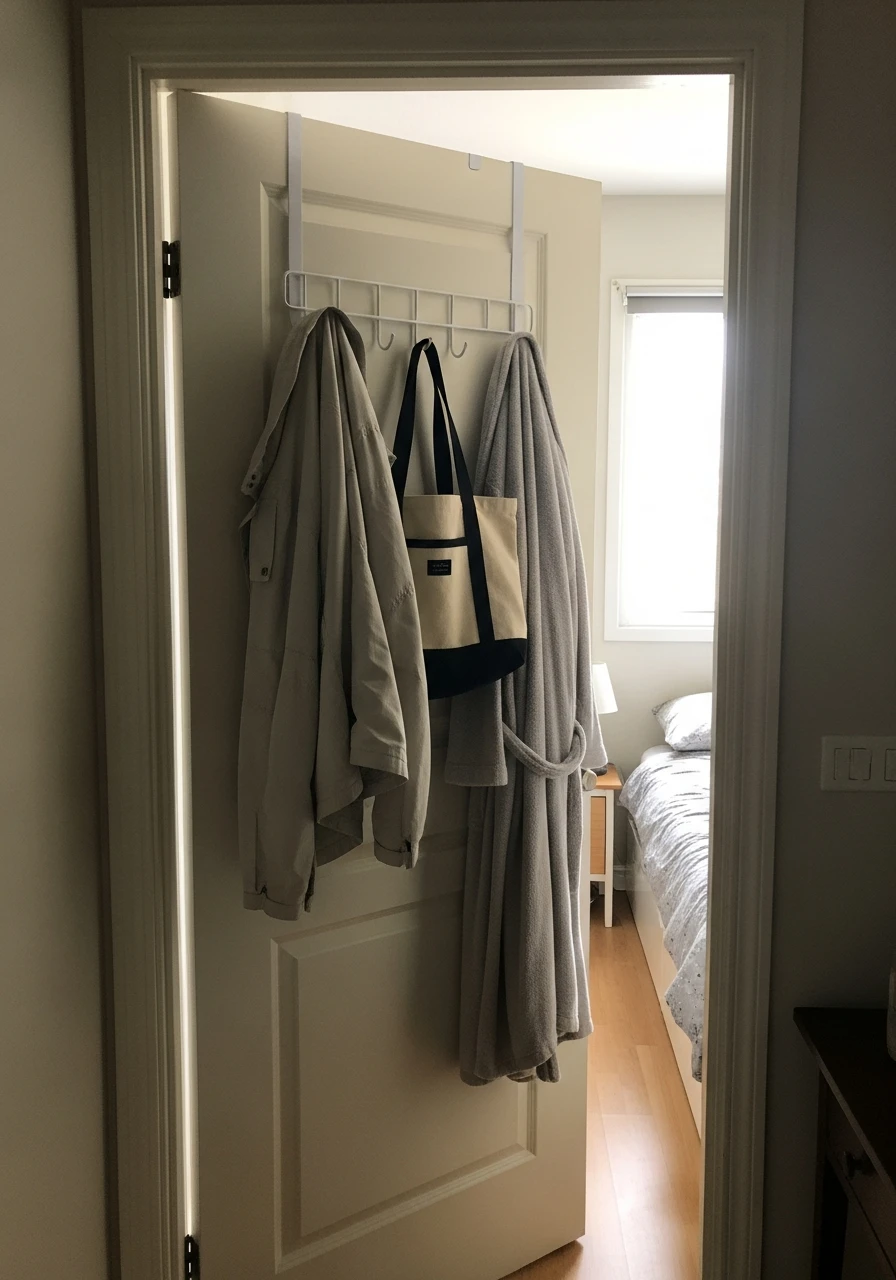 Over-Door Hook Rack - 50 Smart Small Bedroom Storage Ideas for a Clutter-Free Space