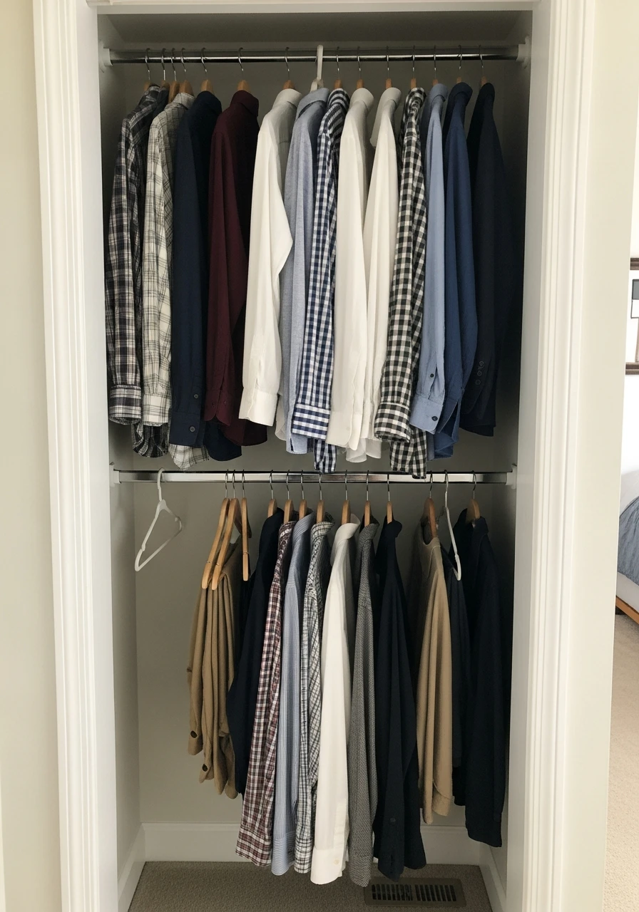 Double Closet Rods - 50 Smart Small Bedroom Storage Ideas for a Clutter-Free Space