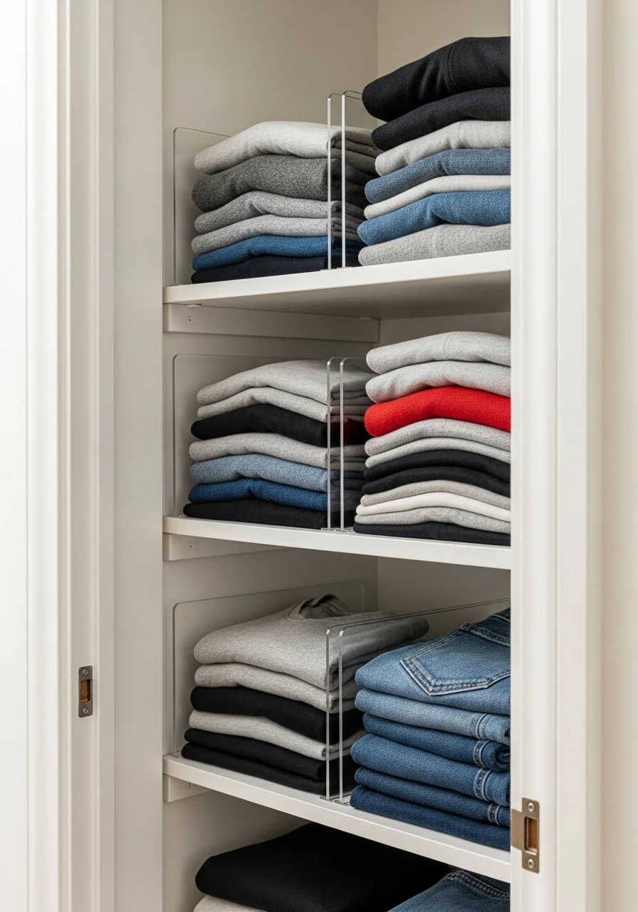 Shelf Dividers - 50 Smart Small Bedroom Storage Ideas for a Clutter-Free Space