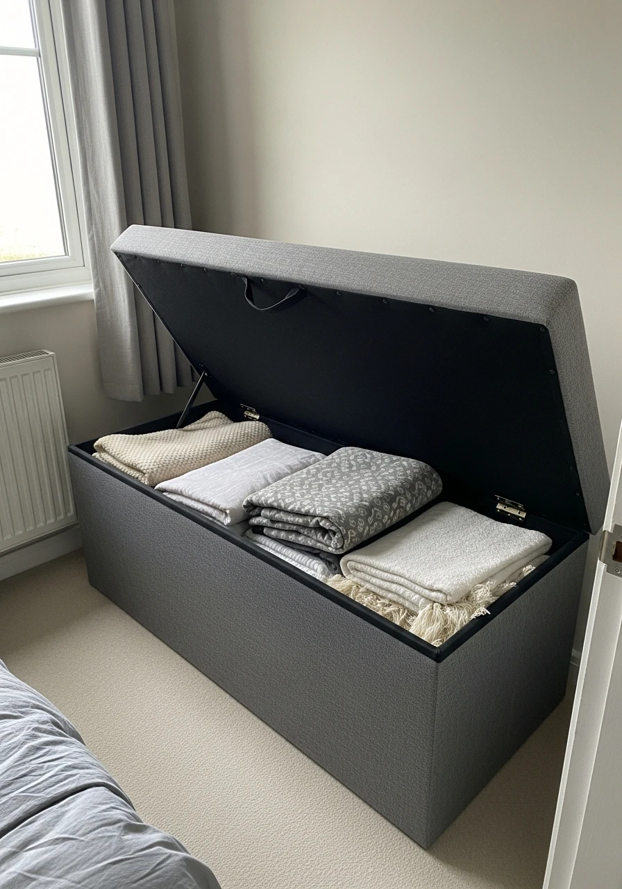 Hidden Compartment Bench - 50 Smart Small Bedroom Storage Ideas for a Clutter-Free Space