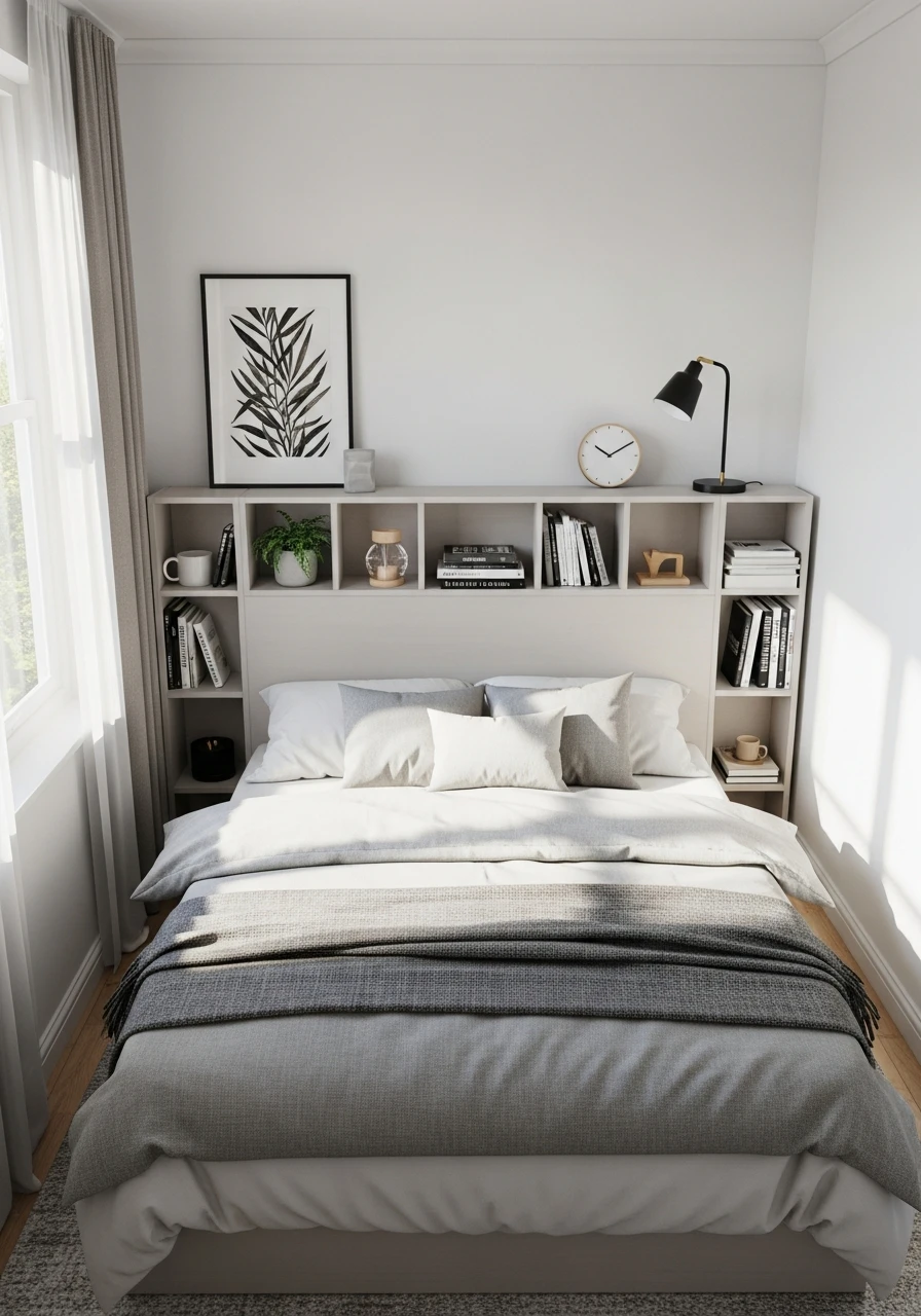 Storage Headboard - 50 Smart Small Bedroom Storage Ideas for a Clutter-Free Space