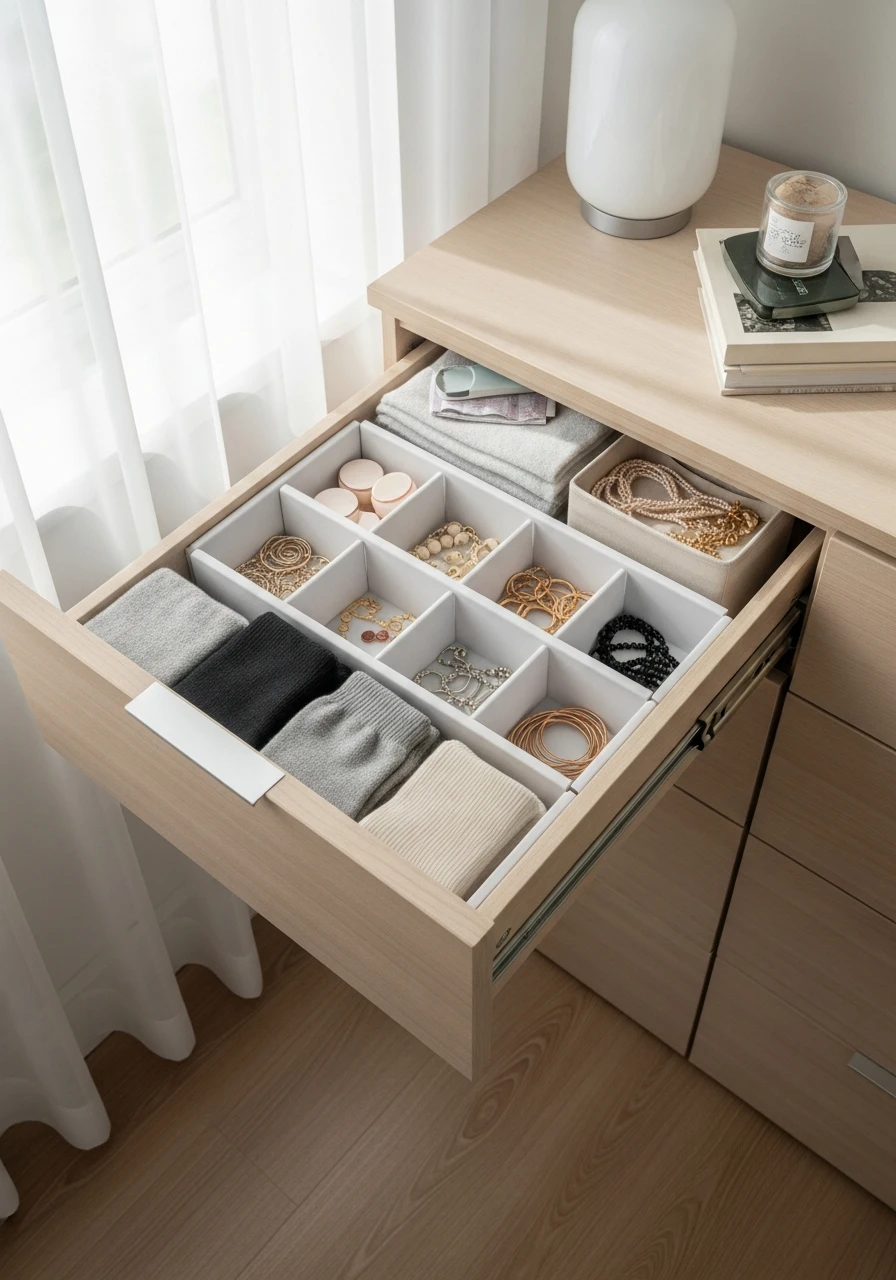 Drawer Dividers - 50 Smart Small Bedroom Storage Ideas for a Clutter-Free Space