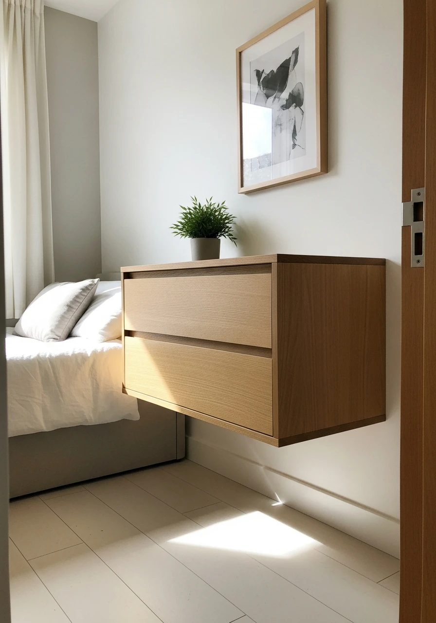 Floating Dresser - 50 Smart Small Bedroom Storage Ideas for a Clutter-Free Space