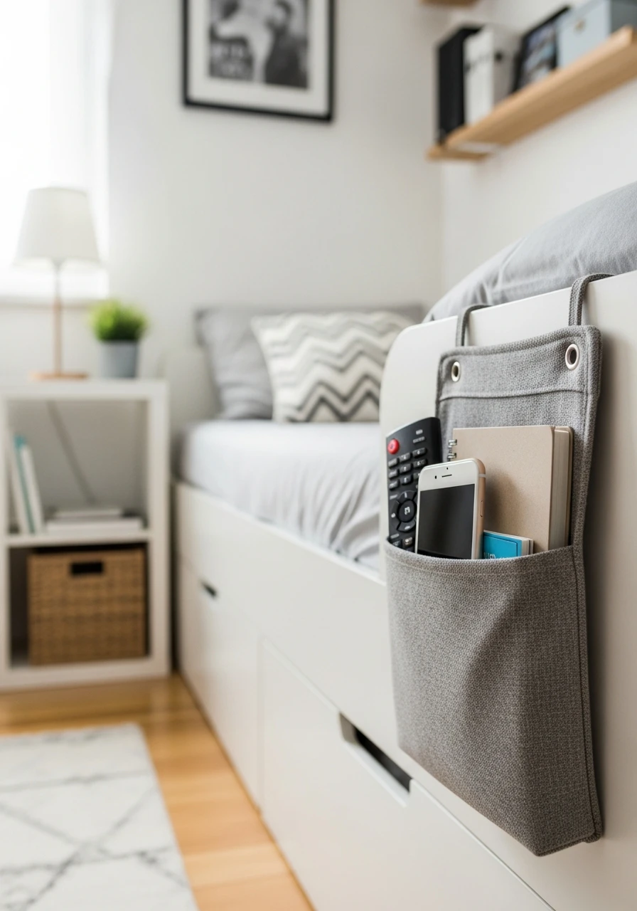 Hanging Bedside Caddy - 50 Smart Small Bedroom Storage Ideas for a Clutter-Free Space