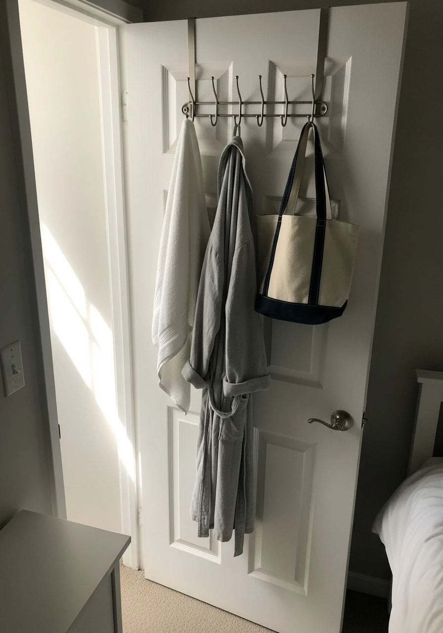 Hooks Behind the Door - 50 Genius Small Guest Bedroom Ideas That Maximize Space