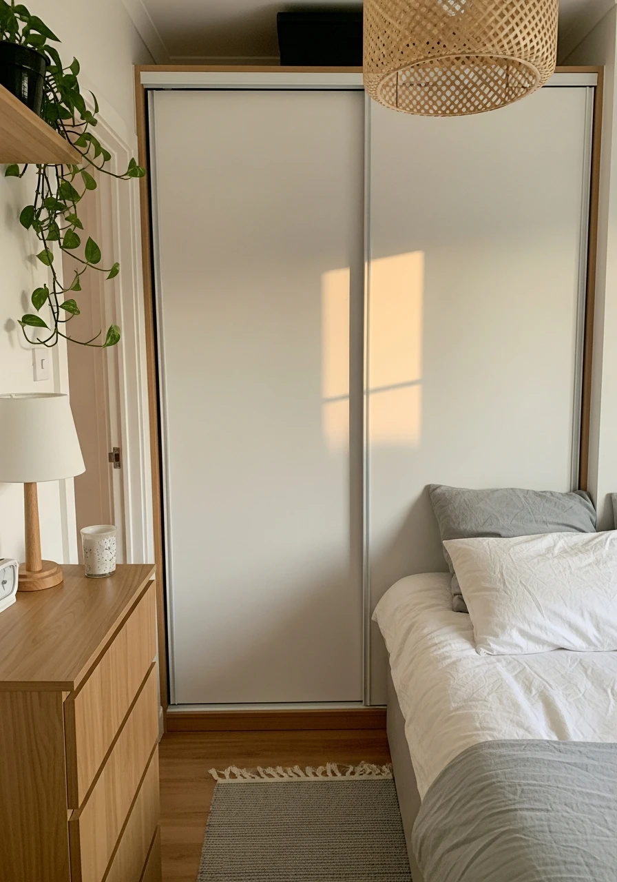 Wardrobe with Sliding Doors - 50 Genius Small Guest Bedroom Ideas That Maximize Space