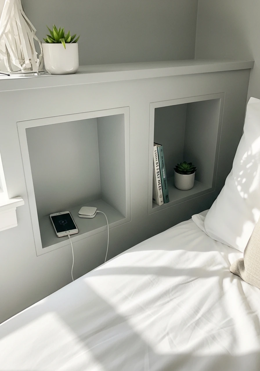 Built-In Wall Niches - 50 Genius Small Guest Bedroom Ideas That Maximize Space