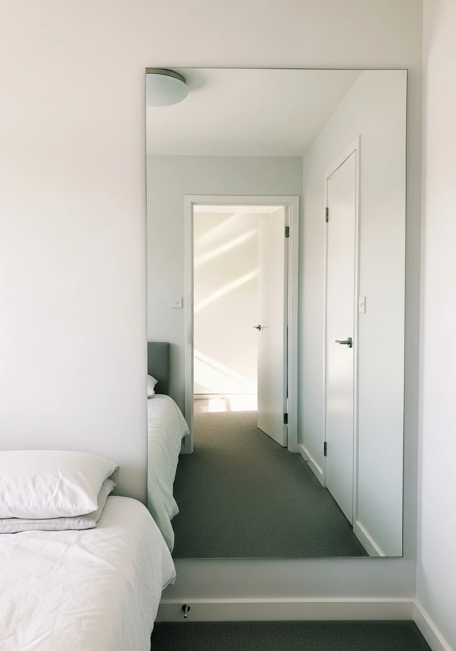 Oversized Wall Mirror - 50 Genius Small Guest Bedroom Ideas That Maximize Space