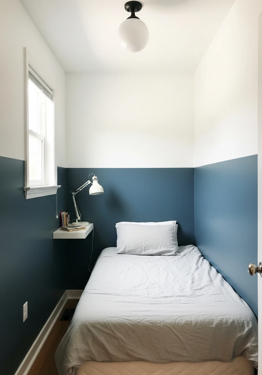 Two-Tone Paint Trick - 50 Genius Small Guest Bedroom Ideas That Maximize Space