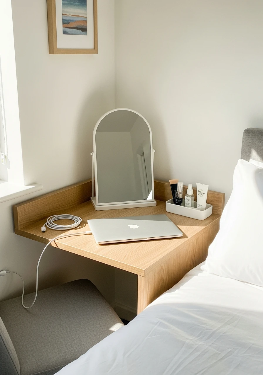 Small Vanity/Desk - 50 Genius Small Guest Bedroom Ideas That Maximize Space