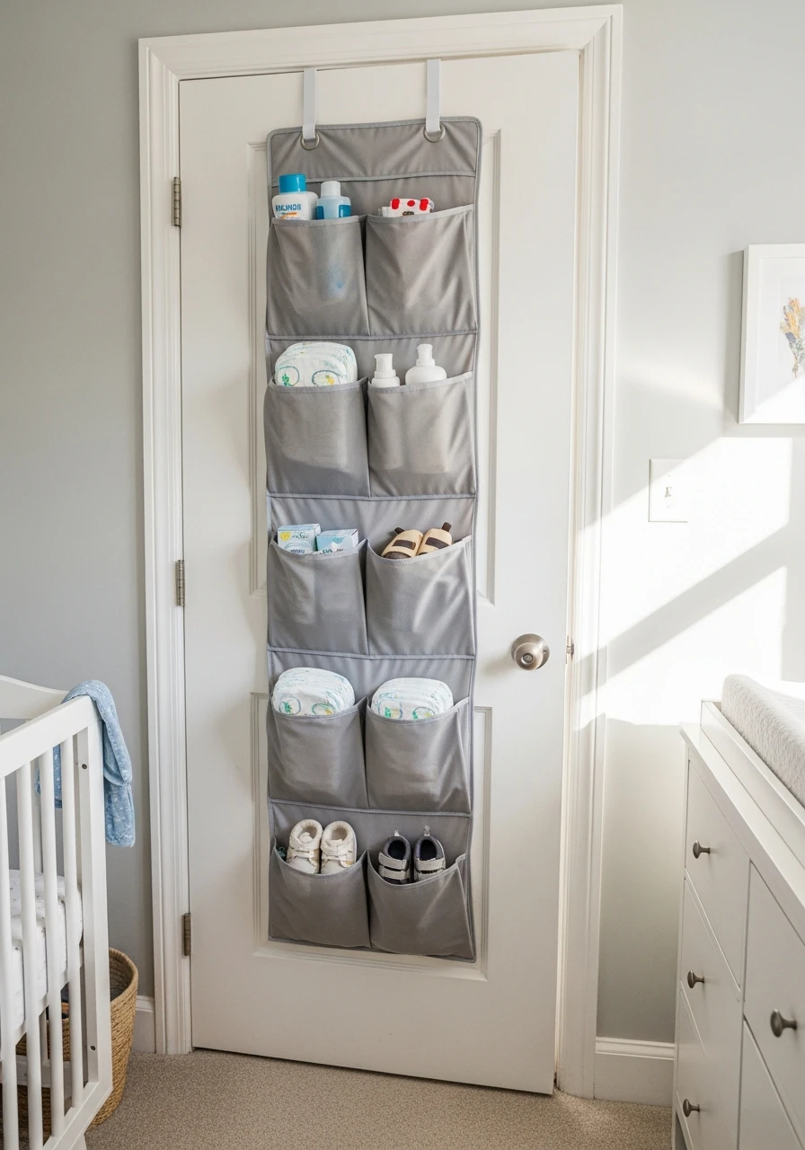 Use Back of the Door - 50 Genius Small Nursery Ideas That Maximize Space and Look Expensive