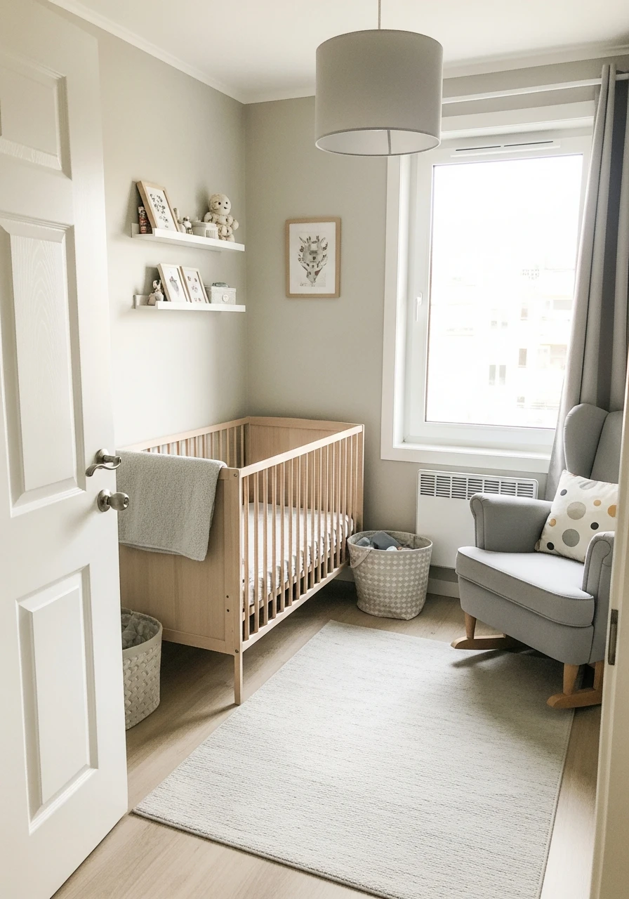 Tucked Away Corner Crib - 50 Genius Small Nursery Ideas That Maximize Space and Look Expensive