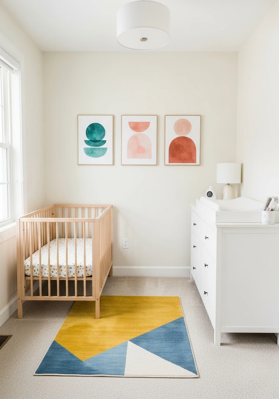 Neutral Base, Pop of Color - 50 Genius Small Nursery Ideas That Maximize Space and Look Expensive