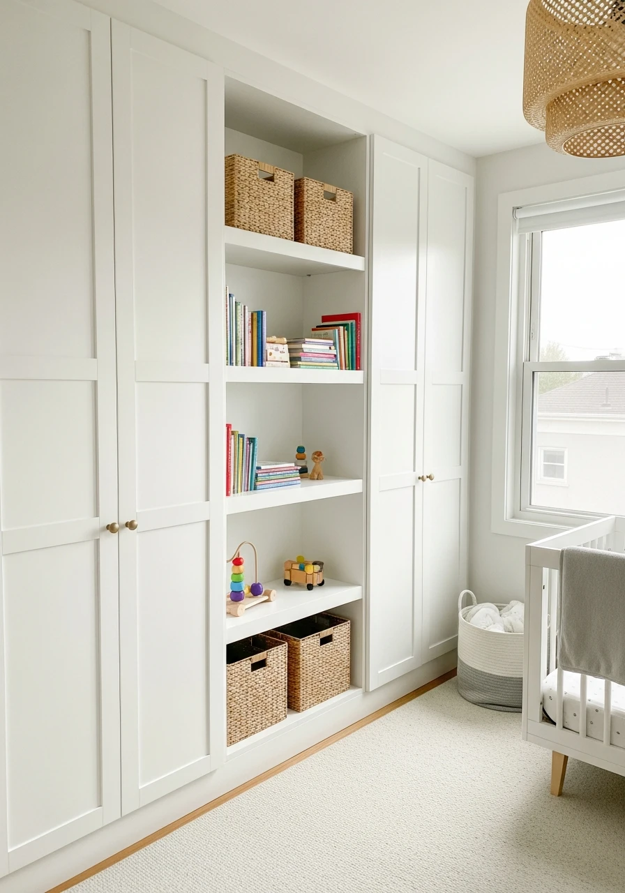 Streamlined Built-In Storage - 50 Genius Small Nursery Ideas That Maximize Space and Look Expensive