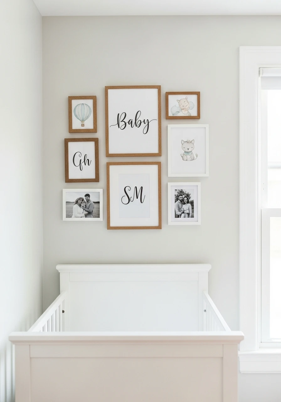 Personalized Gallery Wall - 50 Genius Small Nursery Ideas That Maximize Space and Look Expensive