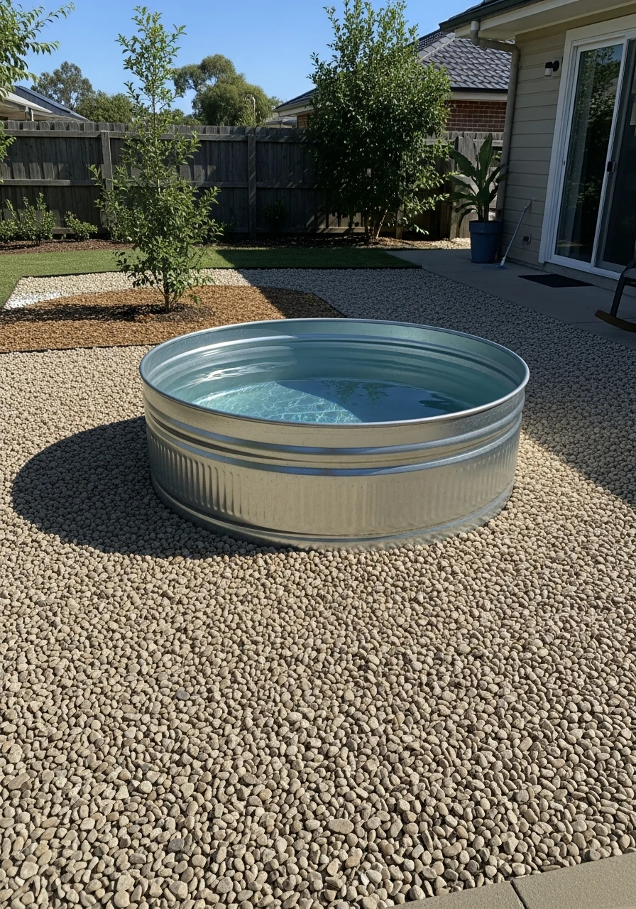 Pea Gravel Base - 50 Genius Stock Tank Pool Ideas for a High-End Look on a Budget