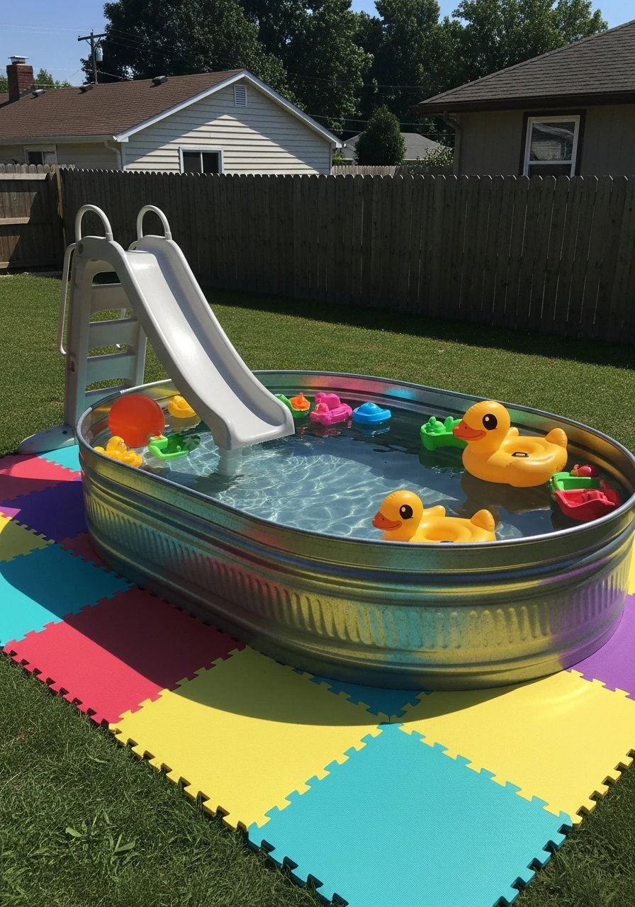 Kid-Friendly Splash Zone - 50 Genius Stock Tank Pool Ideas for a High-End Look on a Budget