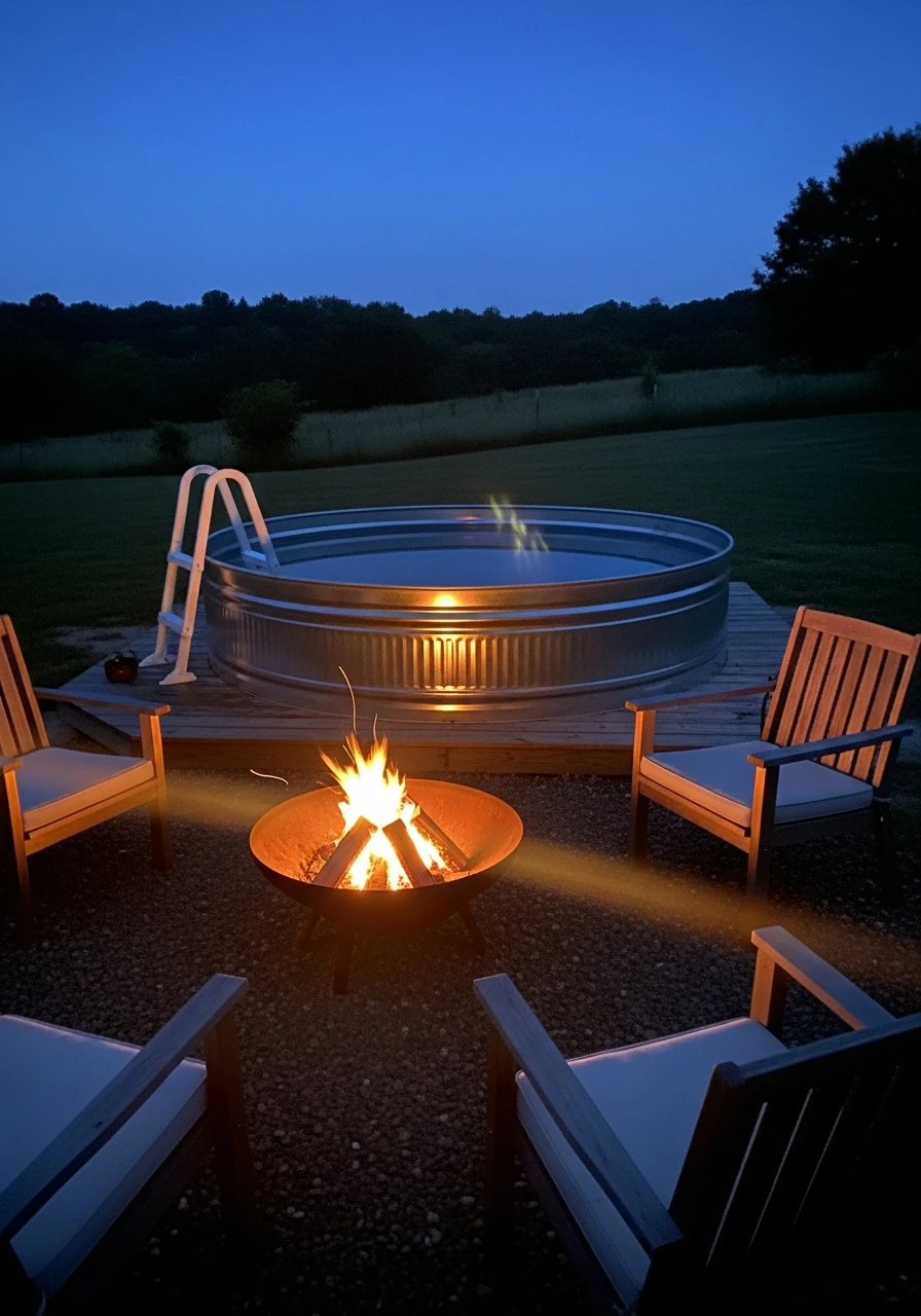 Firepit Gathering Spot - 50 Genius Stock Tank Pool Ideas for a High-End Look on a Budget