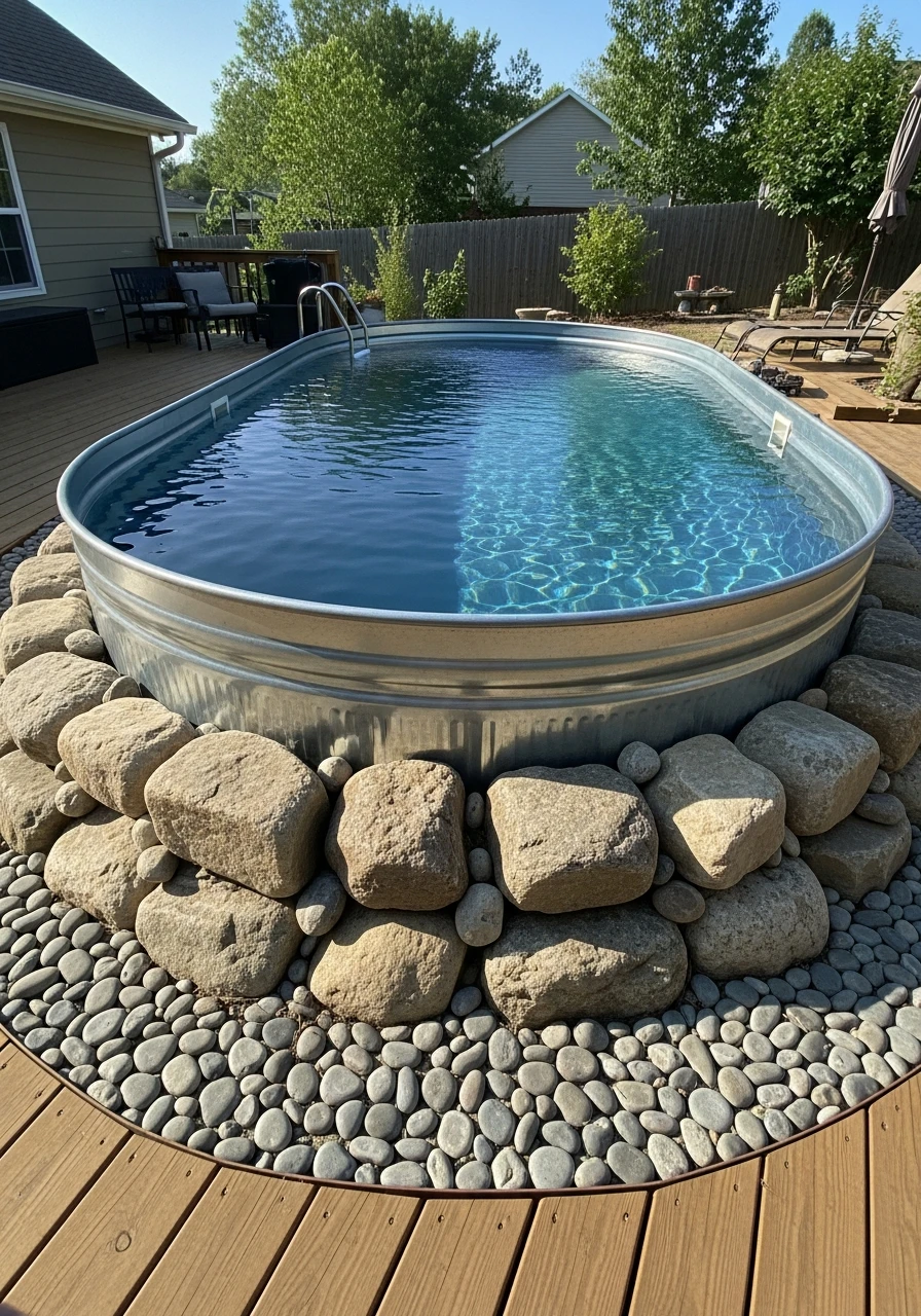 Rock Border for Stock Tank - 50 Genius Stock Tank Pool Ideas for a High-End Look on a Budget