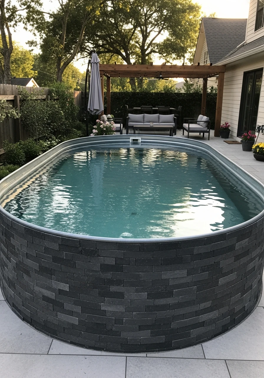 Tile Look Exterior - 50 Genius Stock Tank Pool Ideas for a High-End Look on a Budget