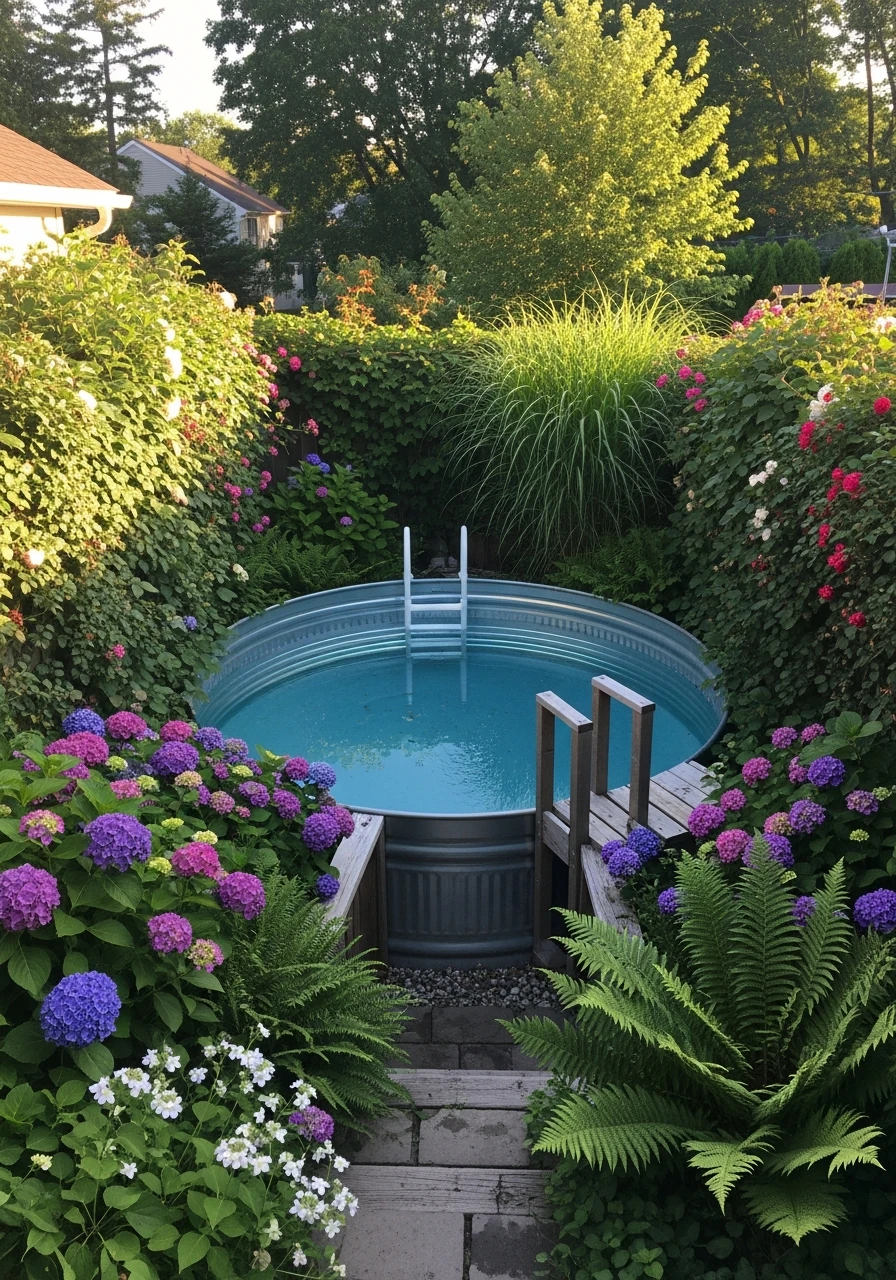 Garden Hideaway Pool - 50 Genius Stock Tank Pool Ideas for a High-End Look on a Budget
