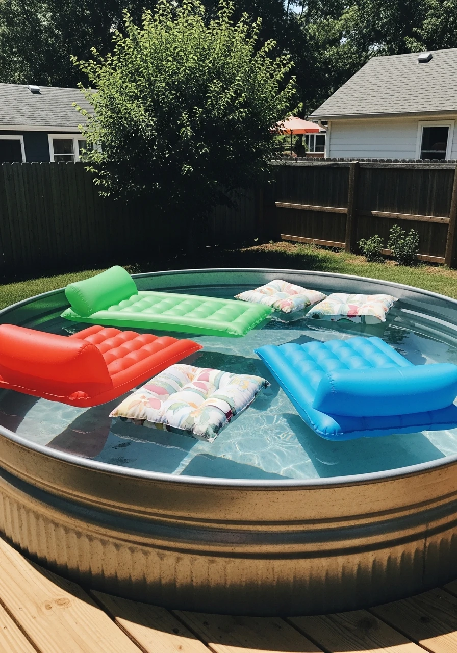Floating Pool Seating - 50 Genius Stock Tank Pool Ideas for a High-End Look on a Budget