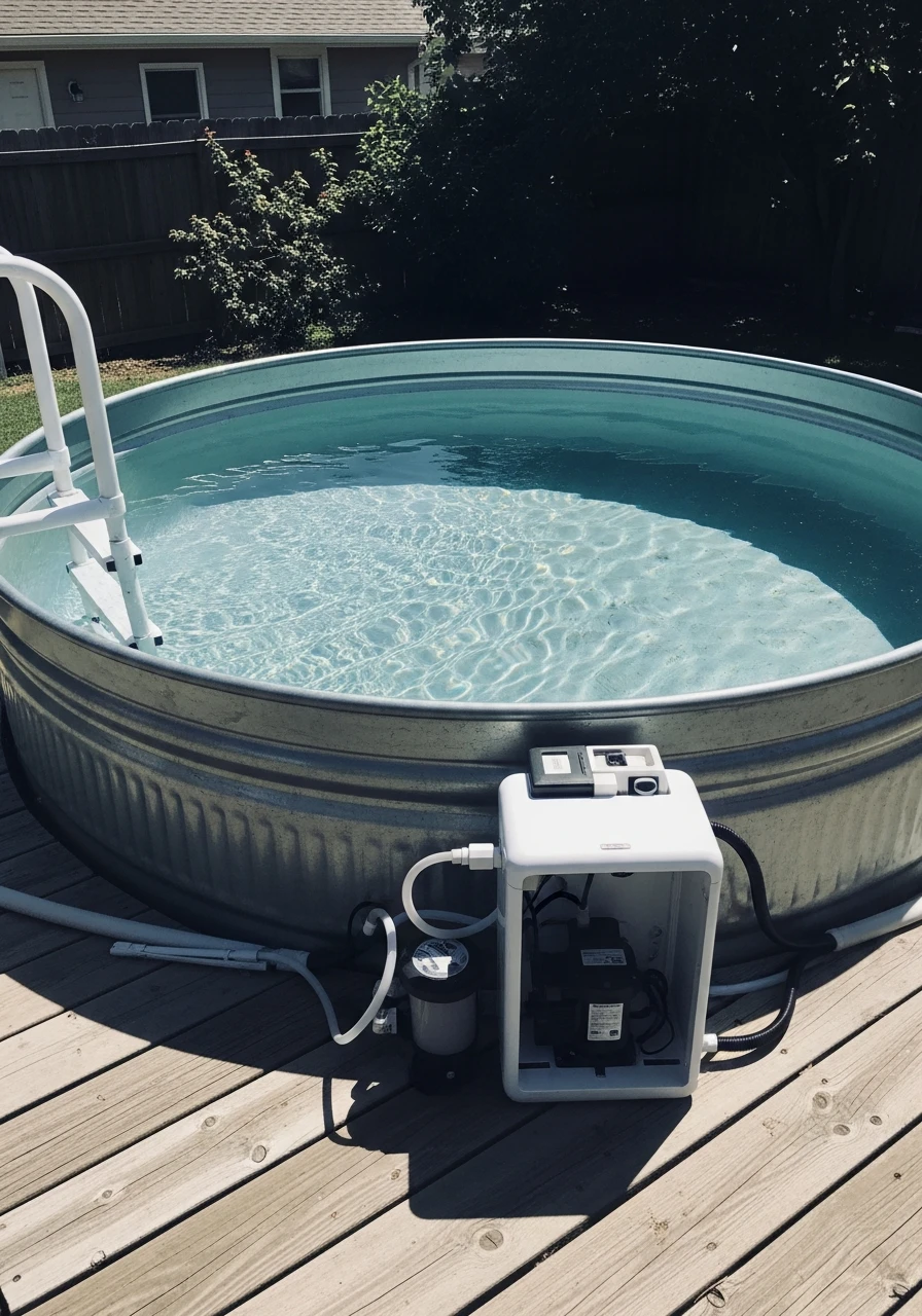 Saltwater System - 50 Genius Stock Tank Pool Ideas for a High-End Look on a Budget
