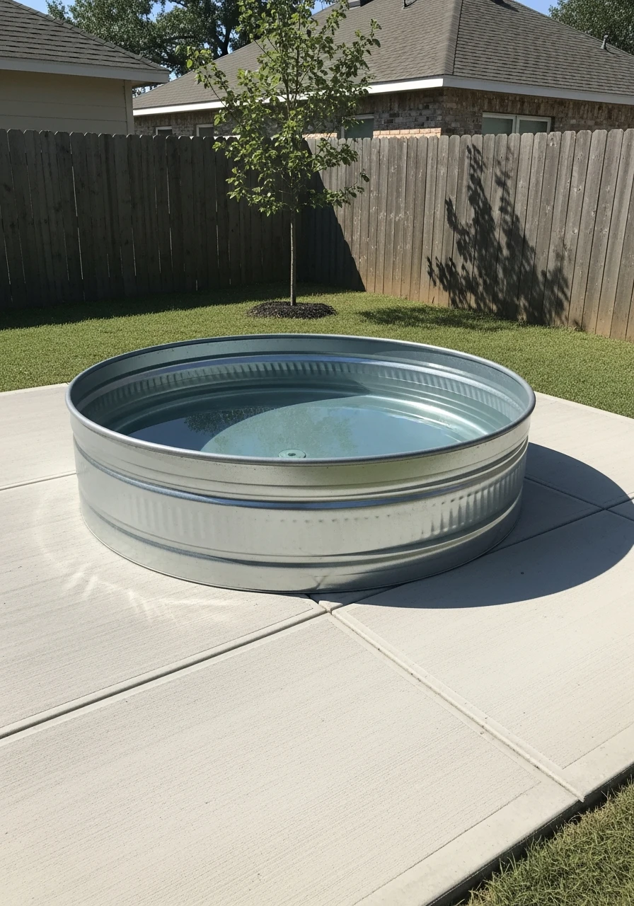 Minimalist Concrete Setup - 50 Genius Stock Tank Pool Ideas for a High-End Look on a Budget