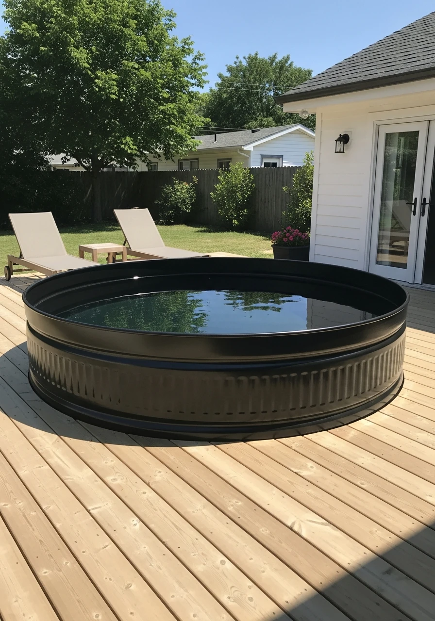Sleek Modern Black Pool - 50 Genius Stock Tank Pool Ideas for a High-End Look on a Budget