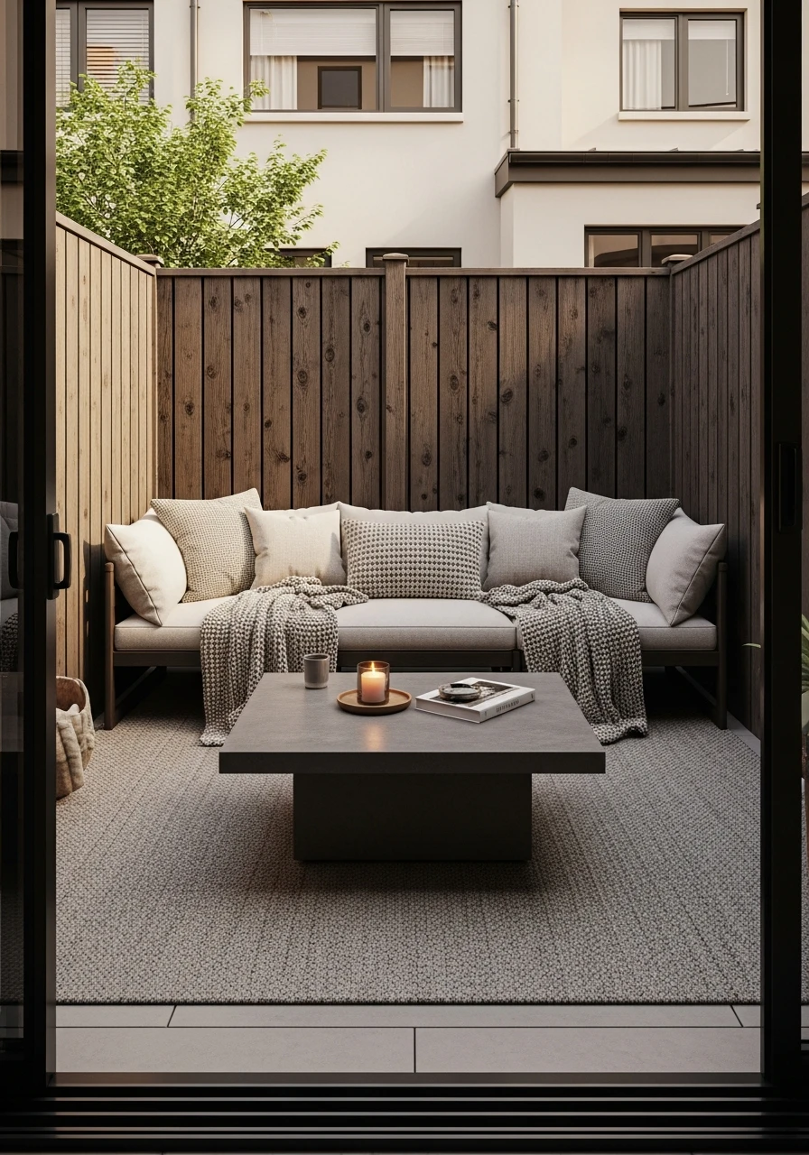 Cozy Outdoor Living Room Setup - 40 Stylish Townhouse Backyard Ideas That Look High-End